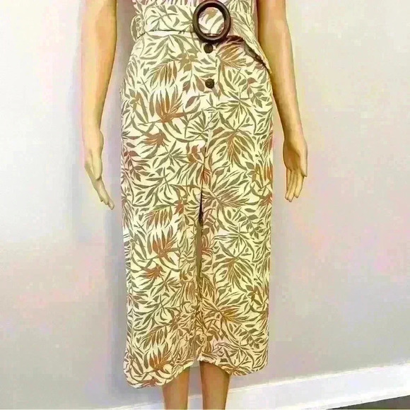 Monteau Los  Angeles Boho Tropical Pattern Sleeveless V Neck Wide Leg Romper - Picture 4 of 14